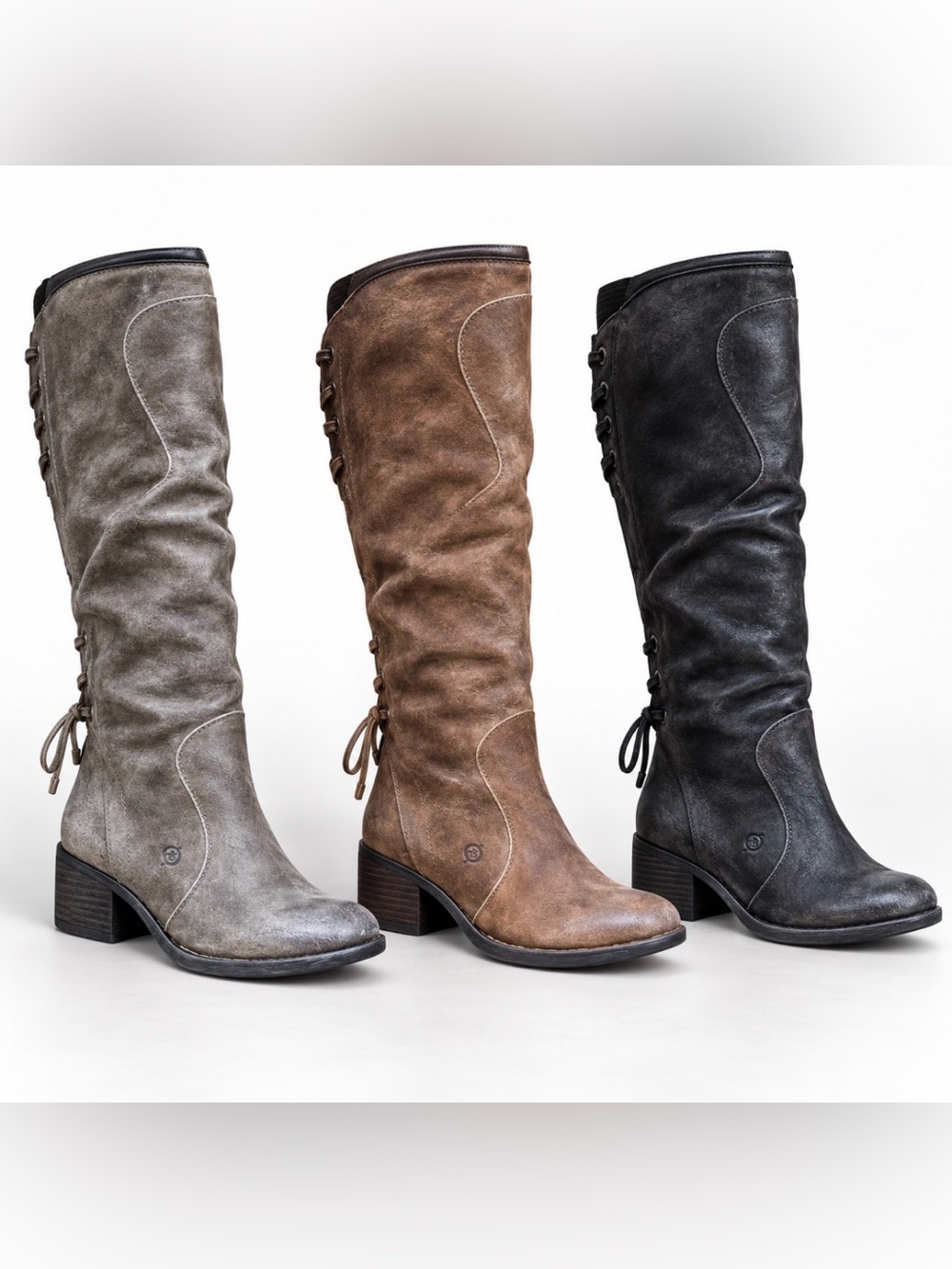 Born Felicia Boots in your choice of Gray, Brown, or Black, 8.5, Distressed